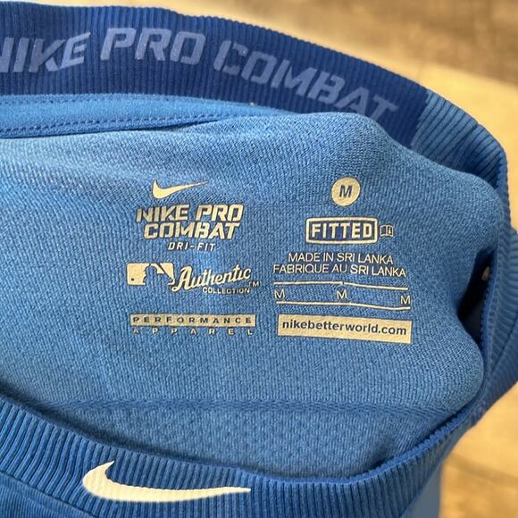 Nike Men's Blue Baseball Vapor Players Long Sleeve Combat Pro Shirt Size M - Picture 8 of 9